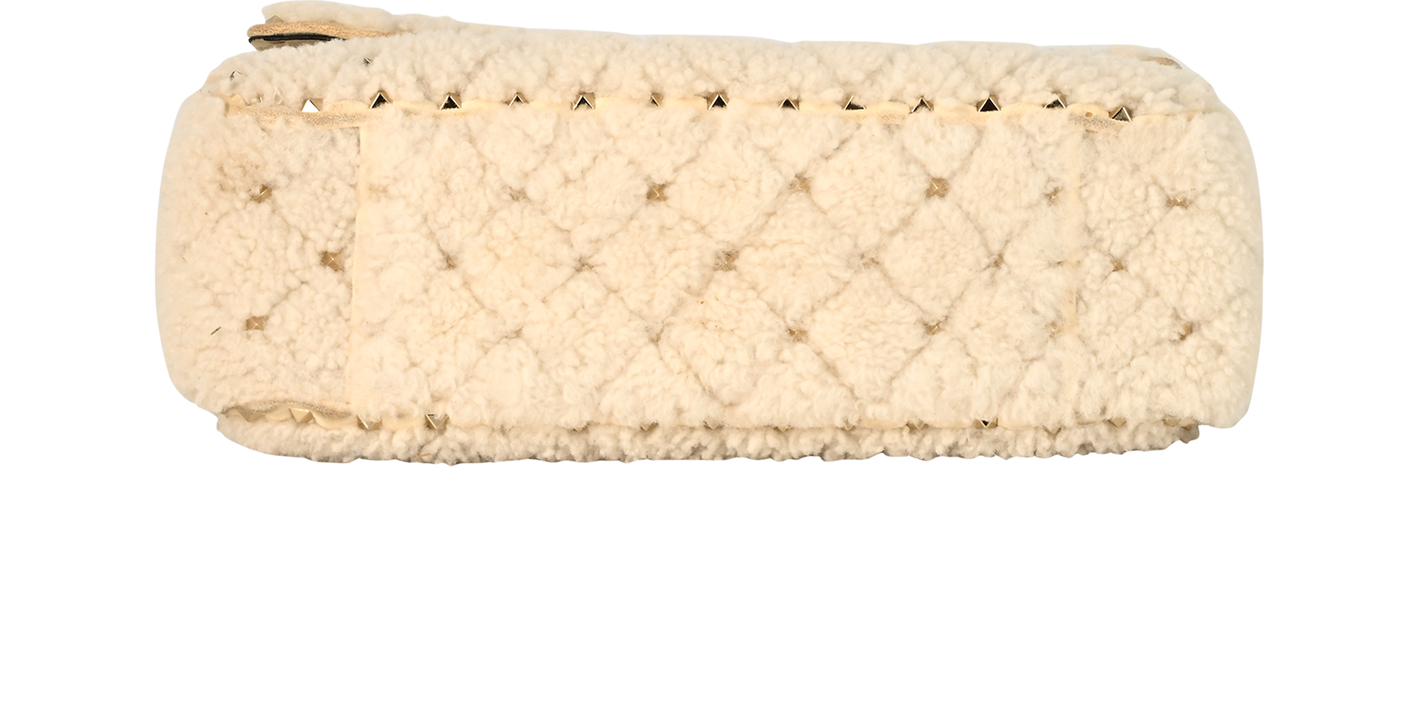 Medium Rockstud Spike, &pound;595, Handbags, Cream, Leather/Shearling, Top view